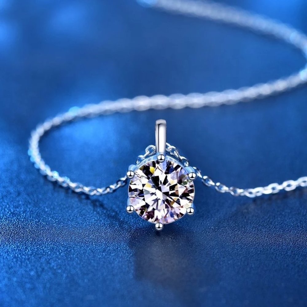 Certified 2ct. tw. Diamond Round Necklace 18k White Gold over Italy Silver - Picture 5 of 16
